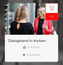 Dialogstand am 12. Februar, 10:30 Uhr