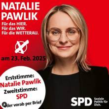 Natalie Pawlik MdB, Direktkandidatin im Wahlkreis 176 Wetterau 1