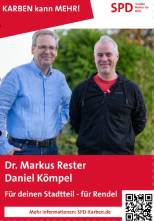 Dr. Markus Rester und Daniel Kömpel, Kandidaten für Stv und Ortsbeirat Rendel