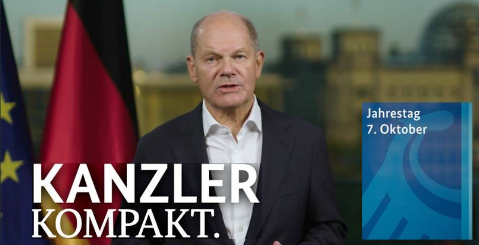 Bundesskanzler Olaf Scholz zum Jahrestag 7. Oktober 2023